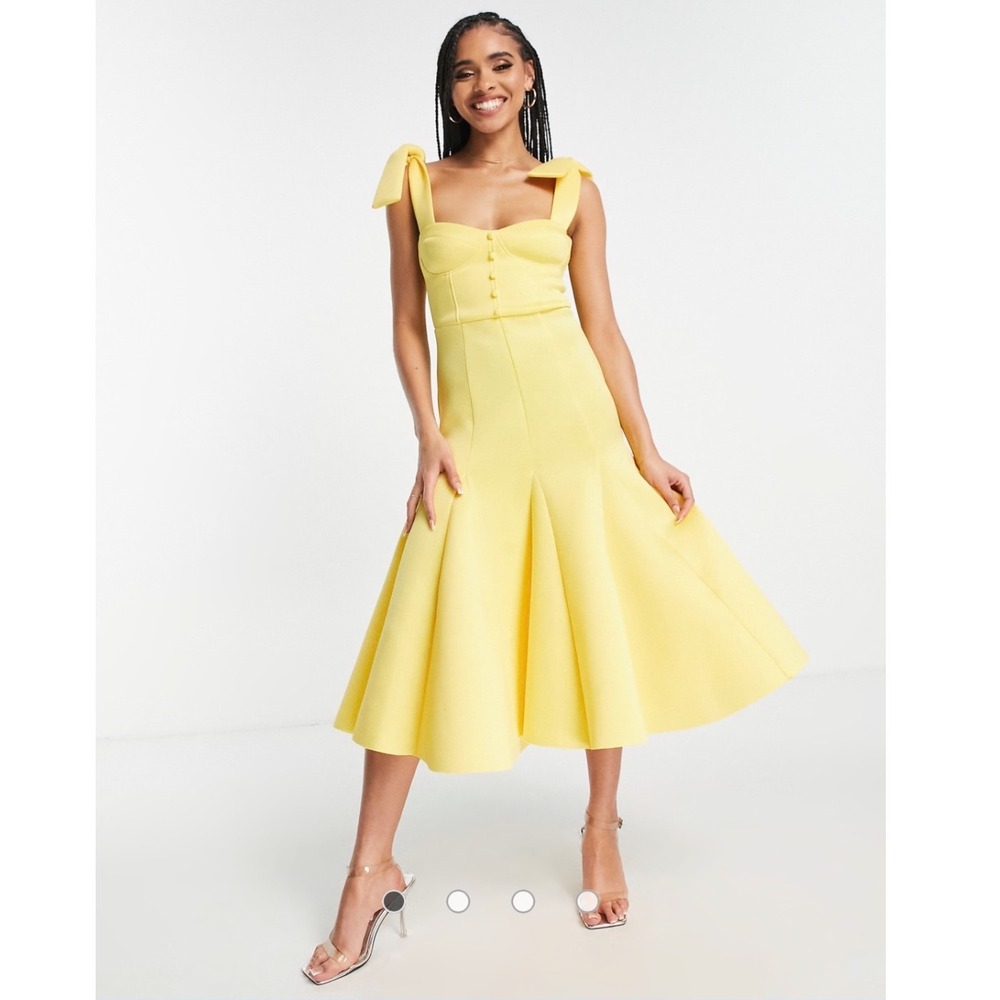 ASOS Yellow Midi Dress with Tie Straps - Picture 13 of 13